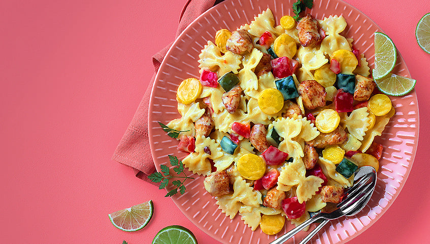 Pastapfanne mit <br>Mascarpone- <br>Limetten-Sauce
