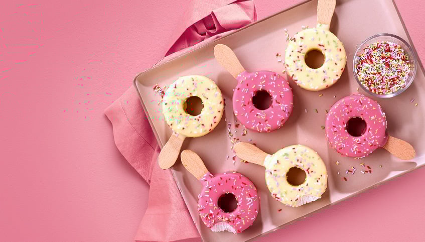 Bunte <br>Donut-Stiele