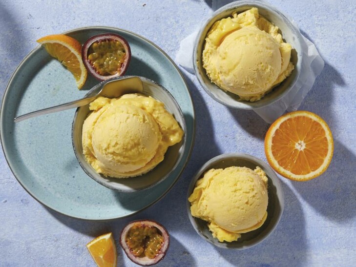 Orangen-Maracuja Sorbet