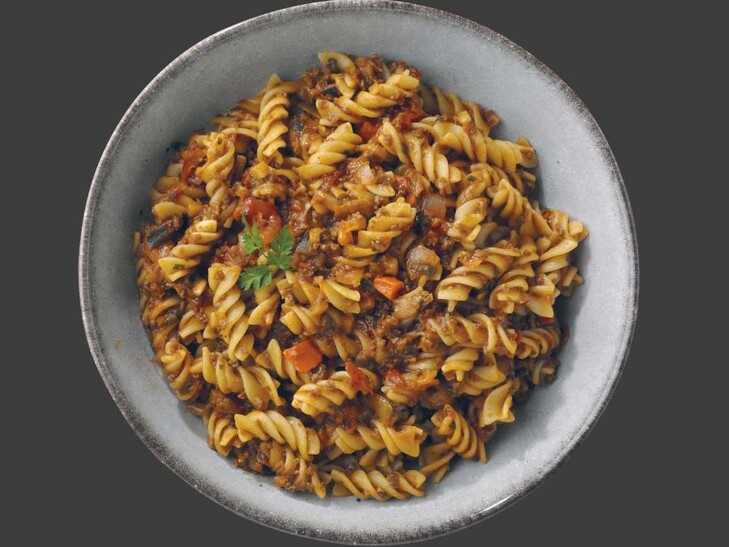 Fusilli mit veganer kein-Hack-Bolognese