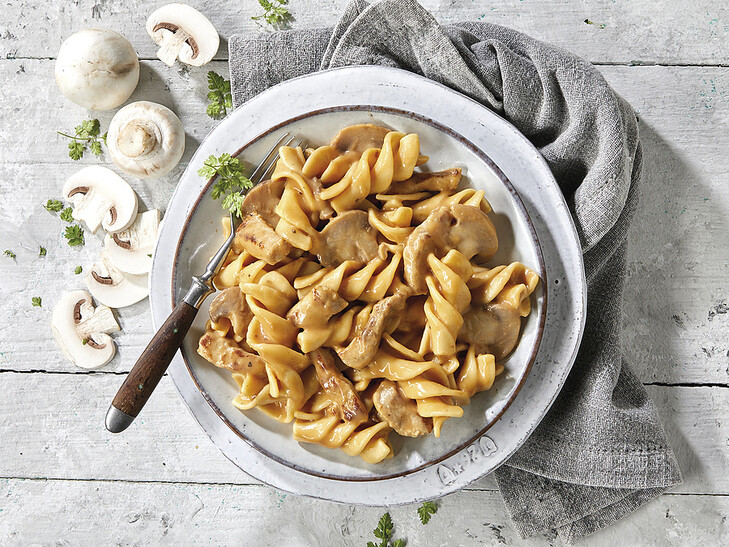 Jägerpfanne mit Geschnetzeltem vom Schwein