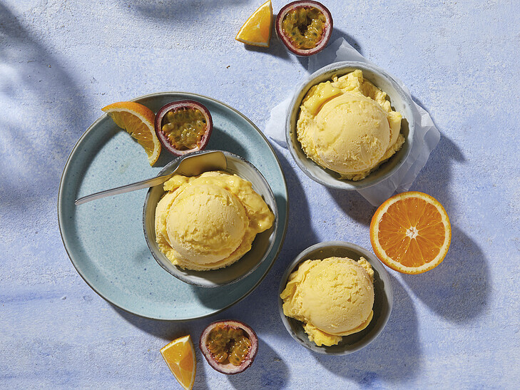 Orangen-Maracuja Sorbet