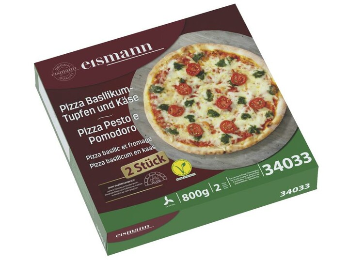 Pizza Basilikum-Tupfen und Käse