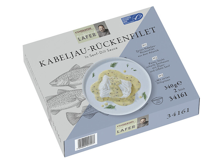 Kabeljau-Rückenfilet in Senf-Dill Sauce