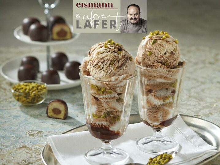 Kaffeehaus Eis Marzipan-Schokolade-Pistazie