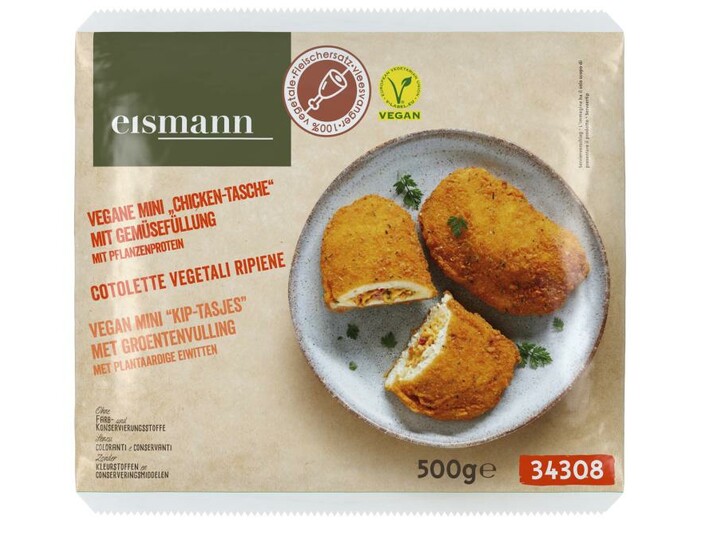 Vegane Mini „Chicken-Tasche“ mit Gemüsefüllung mit Pflanzenproteinen