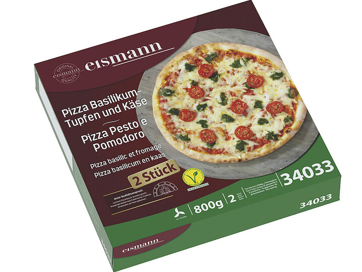 Pizza Basilikum-Tupfen und Käse