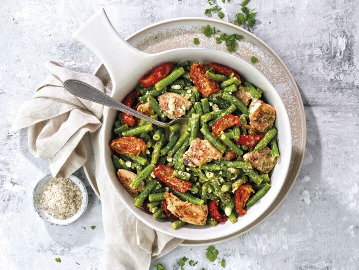 Mediterrane Bohnenpfanne mit Hähnchen | Pfannengerichte ...