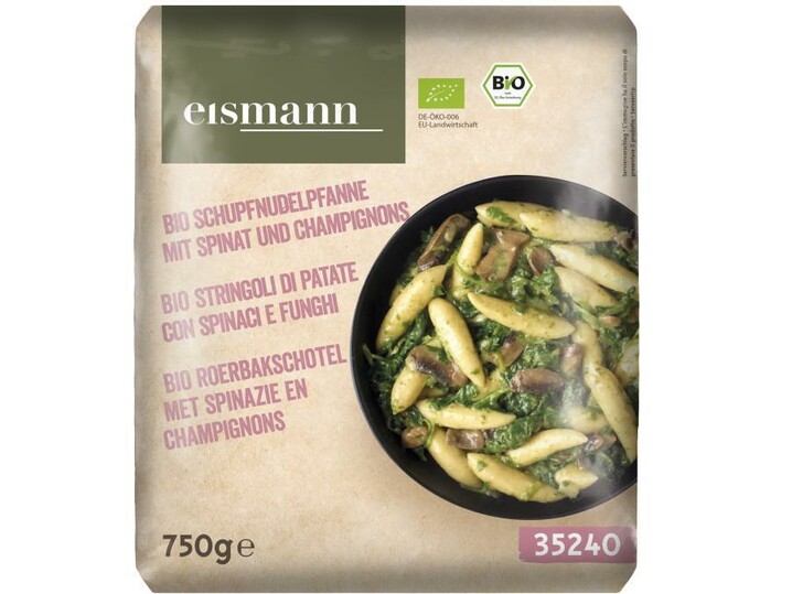 BIO Schupfnudelpfanne mit Spinat und Champignons