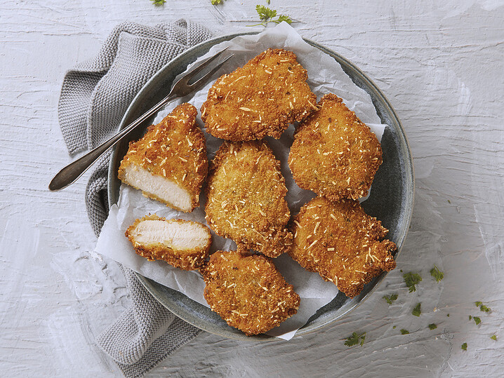 Mini-Hähnchenschnitzel mit Kartoffelpanade