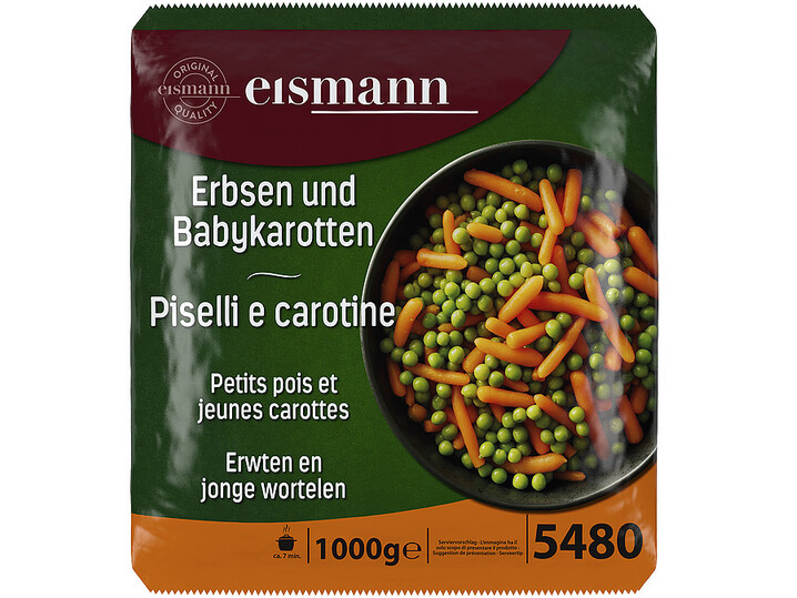 Erbsen und Babykarotten